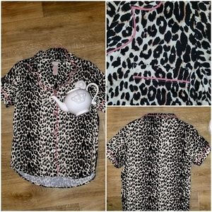 BedHead🤯 BLACK & PINK CHEETAH PRINT PAJAMA TOP